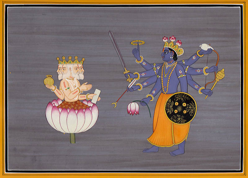 Бог Вишну благословляет Брахму перед созданием мира